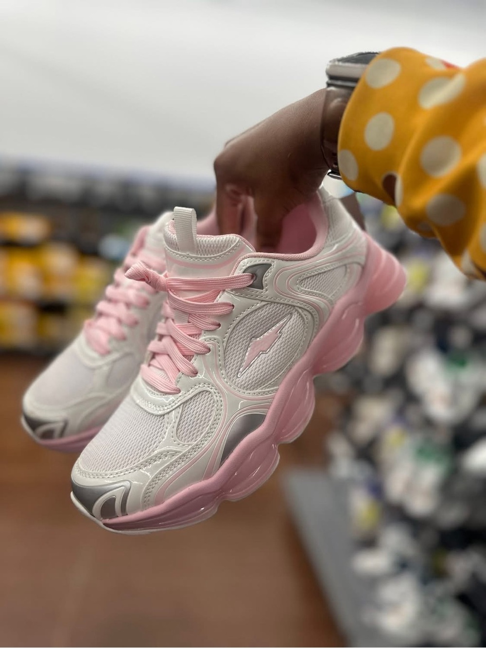Women's Pink & White Athletic Sneakers - Lightweight Style